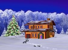 Winter Landscape With The House Stock Photo Winter Landscape With The House Stock Photo