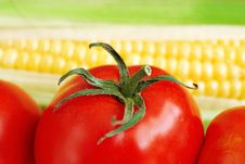 Macro Of Tomato And Corn Stock Photos Macro Of Tomato And Corn Stock Photos