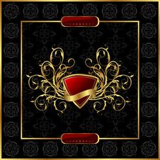 Floral Vintage With Heraldic Shield Stock Photo Floral Vintage With Heraldic Shield Stock Photo