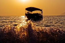 Sunset And Boat Stock Photography
