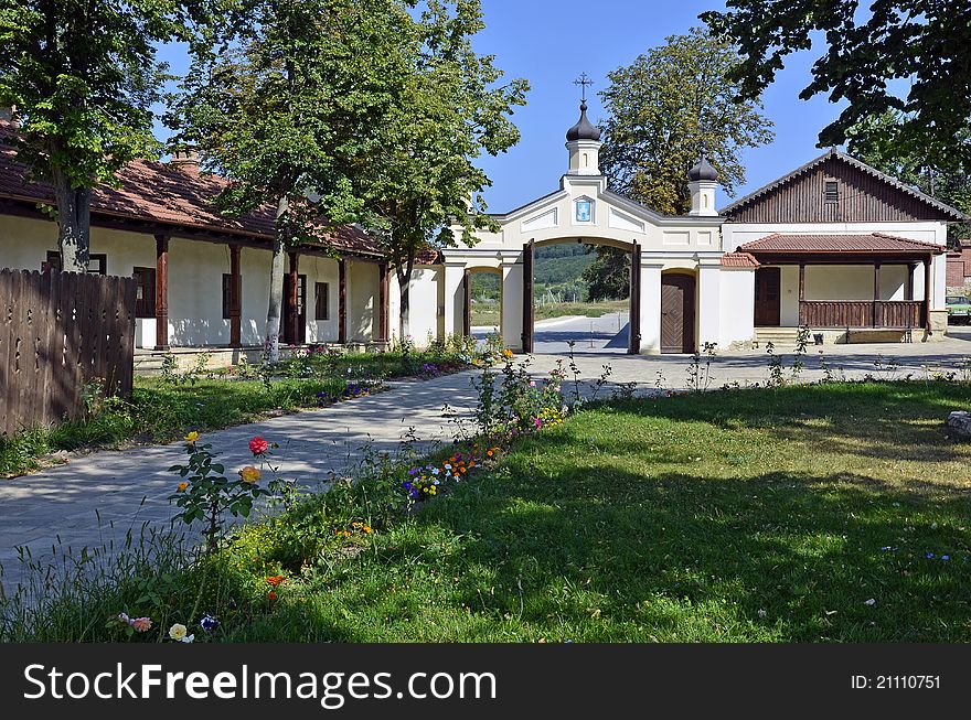 Monk main building and garden of Capriana monastery near Chisinau in Republic of Moldova. Monk main building and garden of Capriana monastery near Chisinau in Republic of Moldova