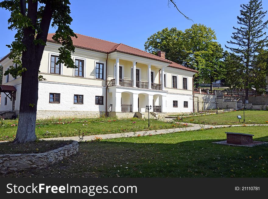 Monk house and garden of Capriana monastery near Chisinau in Republic of Moldova