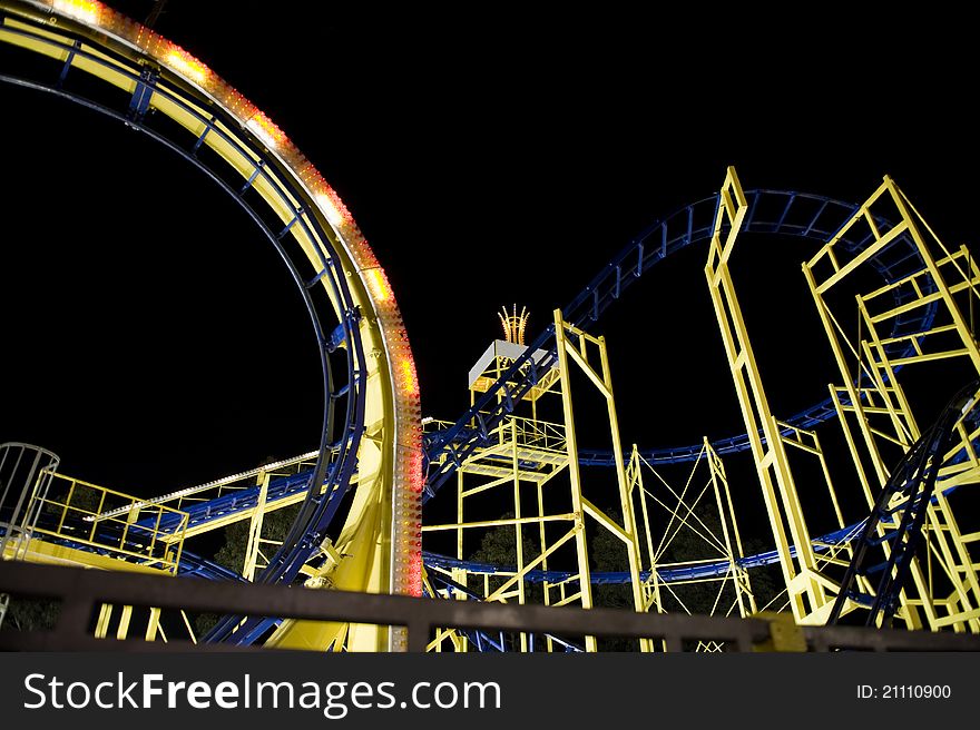 Rollercoaster framework of a night time