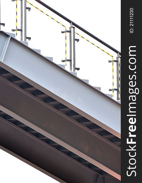 Steel stage with hand rail in featured pattern, shown as abstract image or industry concept. Steel stage with hand rail in featured pattern, shown as abstract image or industry concept.