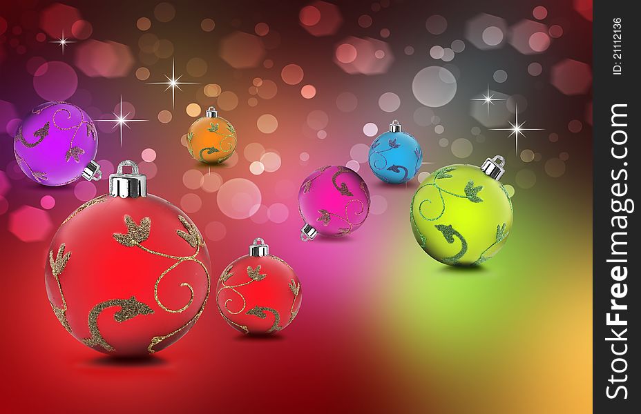 Christmas baubles in bright colors