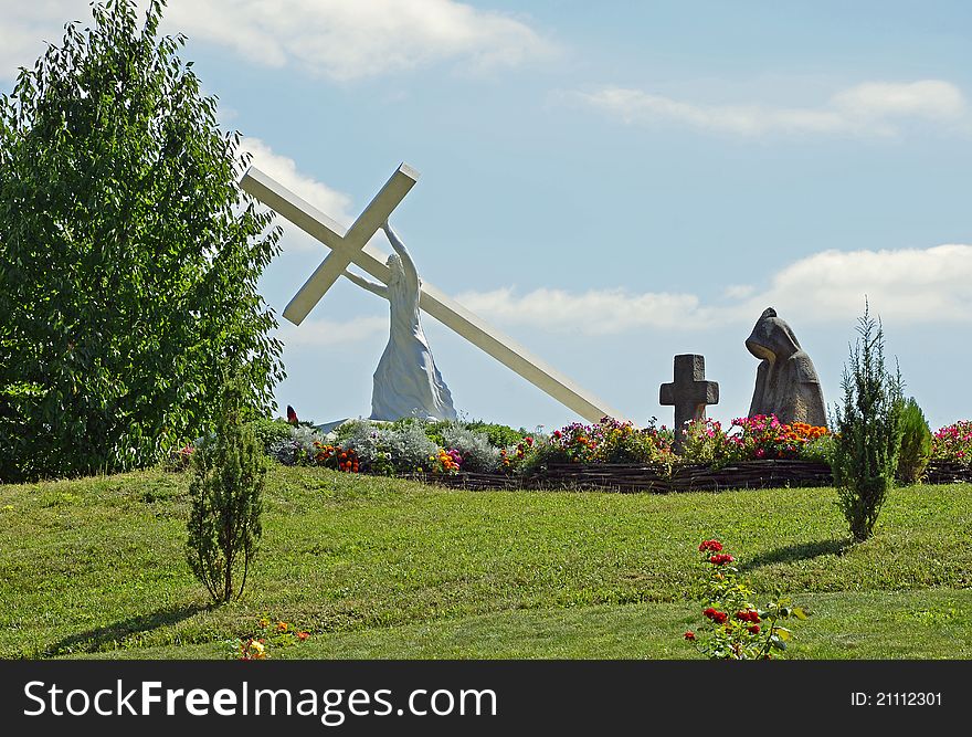 Jesus and cross on the field