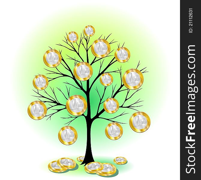 Business Concept: Euro Currency Tree.