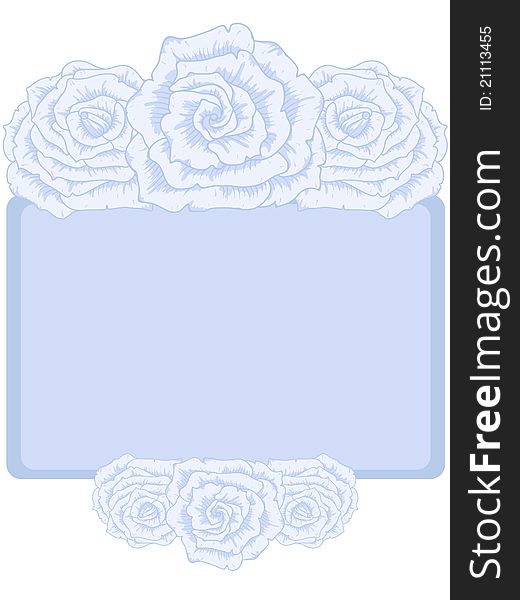 Vector illustration floral frame with blossoming roses.