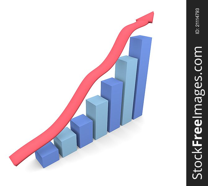 Cg image of a graph with an arrow going up indicating financial growth