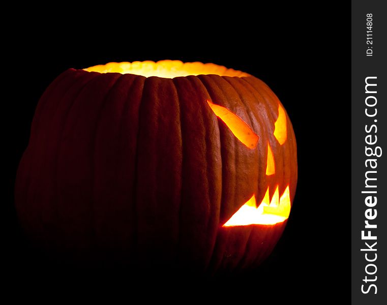 Halloween scary jack'o'lantern pumpkin face isolated on white