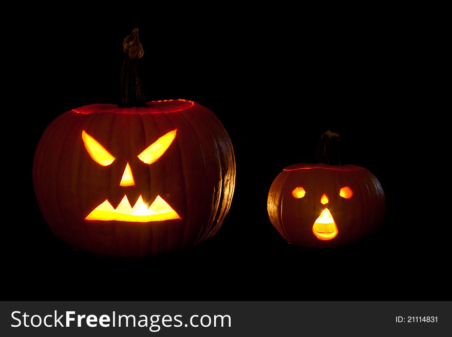 Halloween scary jack'o'lantern pumpkin face isolated on white