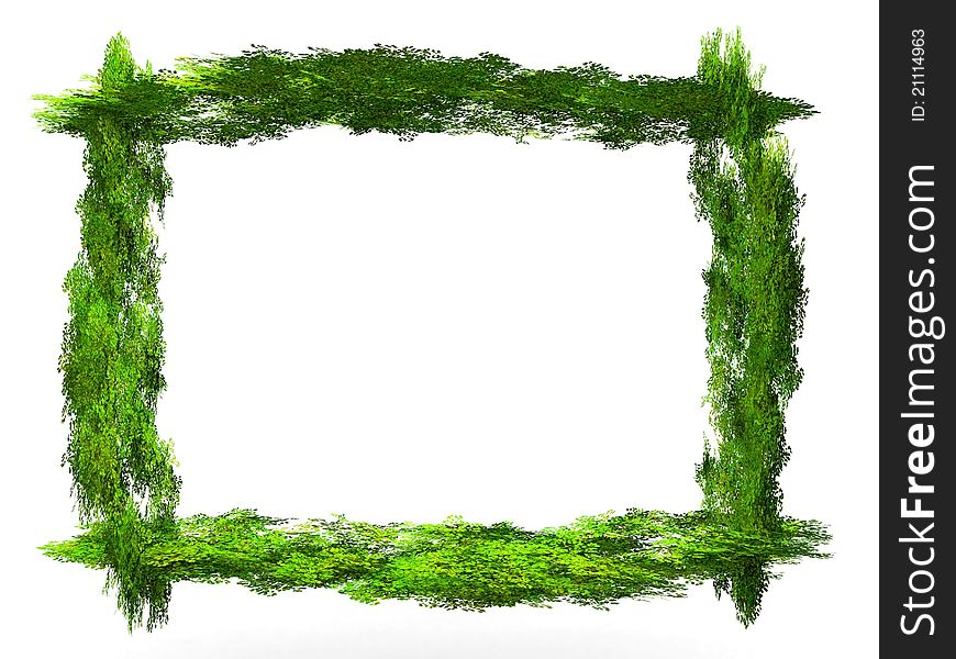 A big green frame with foliage. A big green frame with foliage