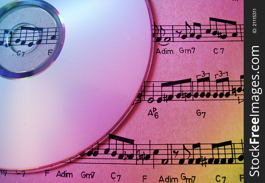 Music bring colors- cd and notes