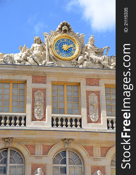 Detail of exterior of Chateau Versailles royal palace near Paris in France. Detail of exterior of Chateau Versailles royal palace near Paris in France