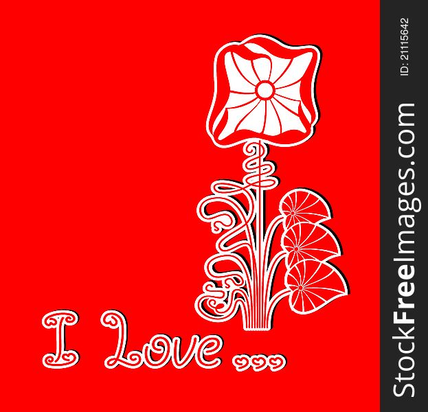 Romantic vector red floral Love background.