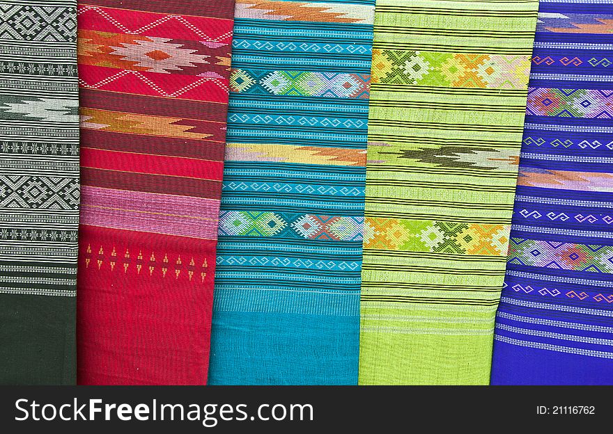 Full frame and background of vertical native thai style clothing