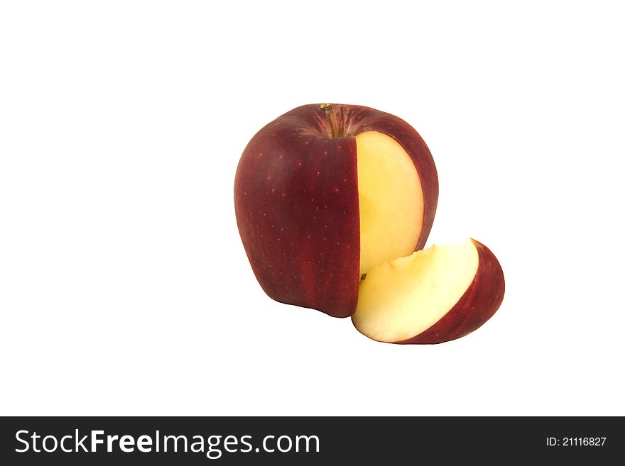 Sliced red apple on the white background