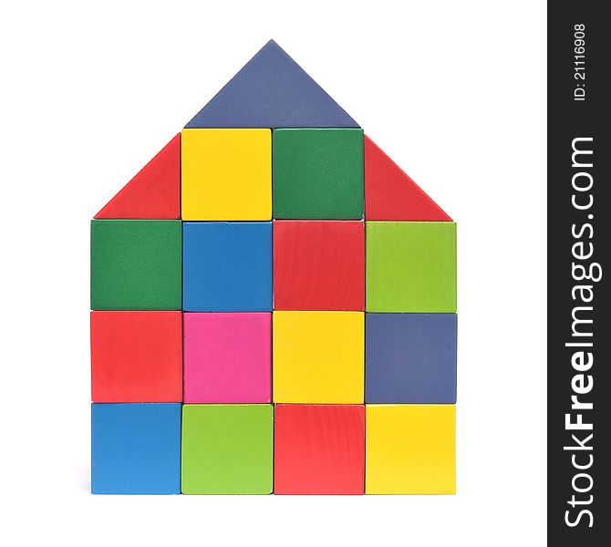 House with multicolored toy blocks on white background. House with multicolored toy blocks on white background