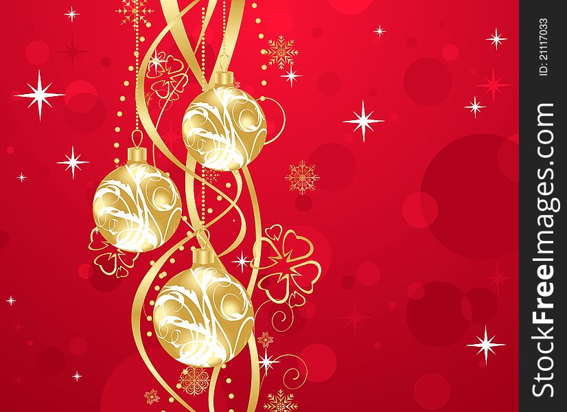 Illustration Christmas background with set balls - vector