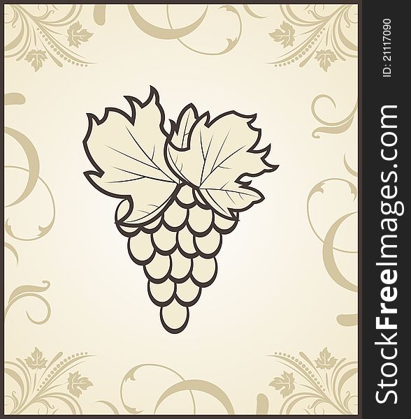 Illustration retro engraving of grapevine - vector