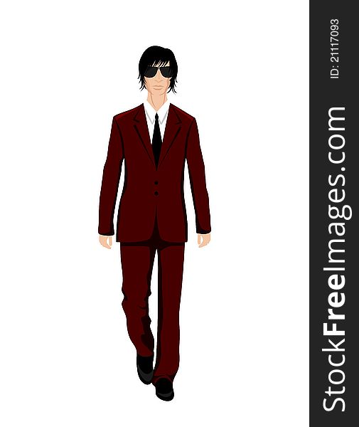 Illustration businessman in suit isolated - vector