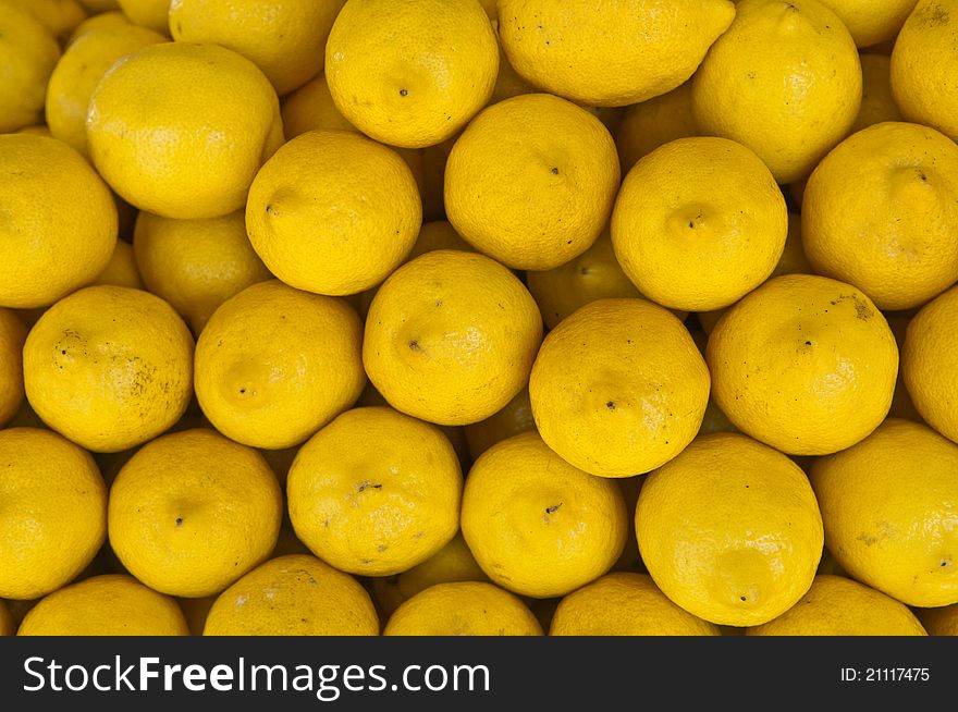 Overhead shot of a box of lemons. Overhead shot of a box of lemons