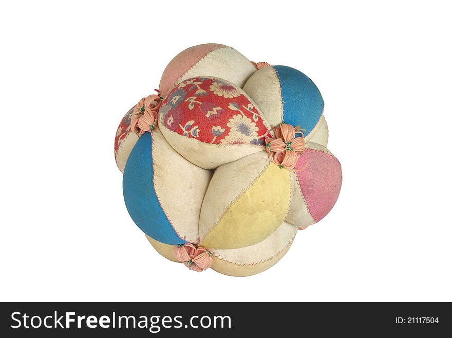 Antique cloth ball isolated on a white background