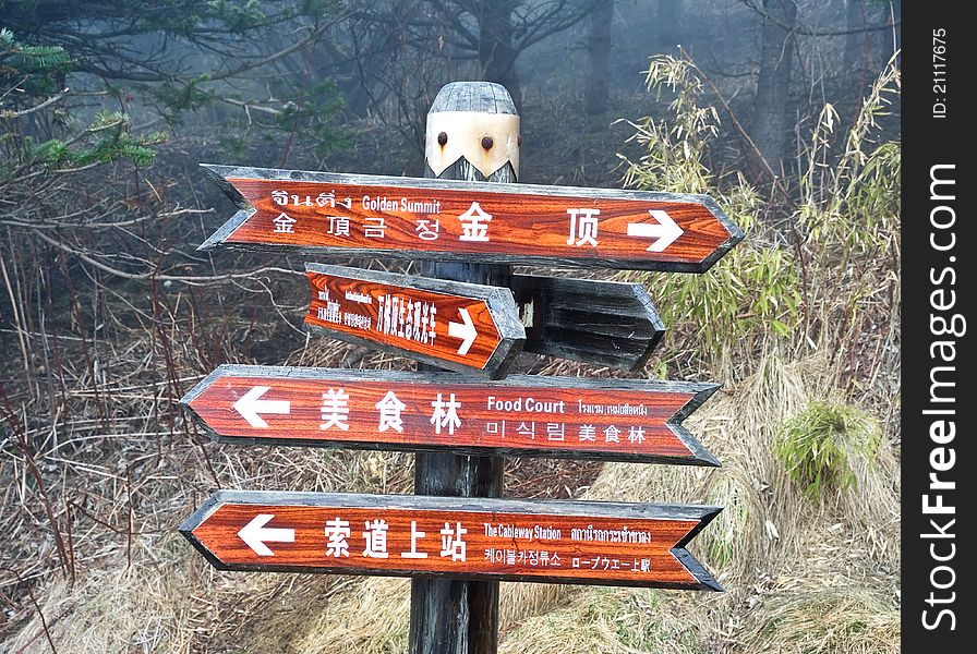 Sign with directions in china. Sign with directions in china