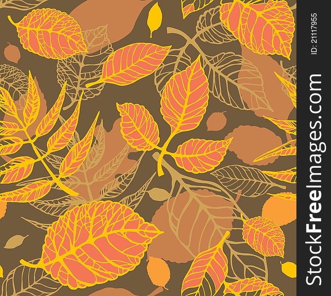 Bright decorative seamless pattern with autumnal leaves. Bright decorative seamless pattern with autumnal leaves