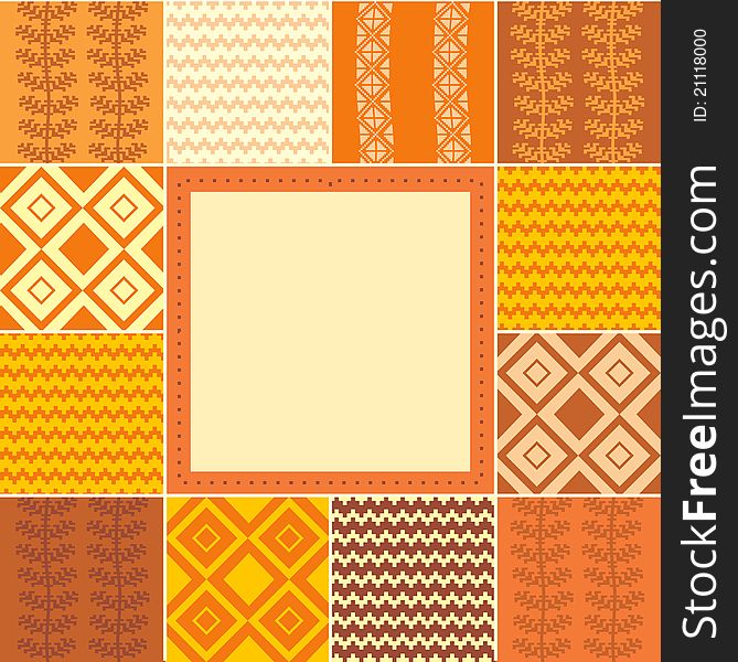 Abstract geometric patchwork frame, template for design. Abstract geometric patchwork frame, template for design