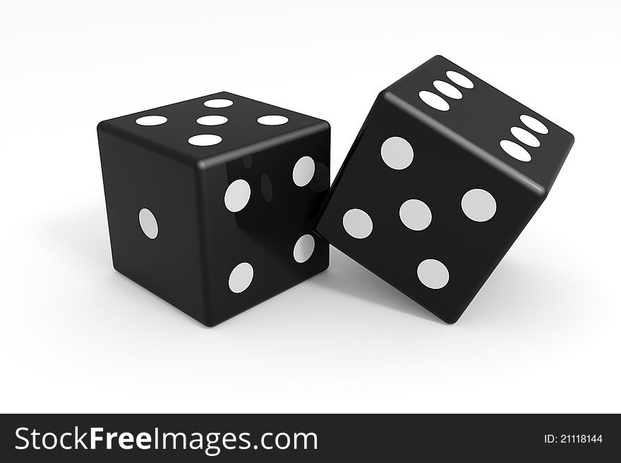 Black dices. Computer generated image.