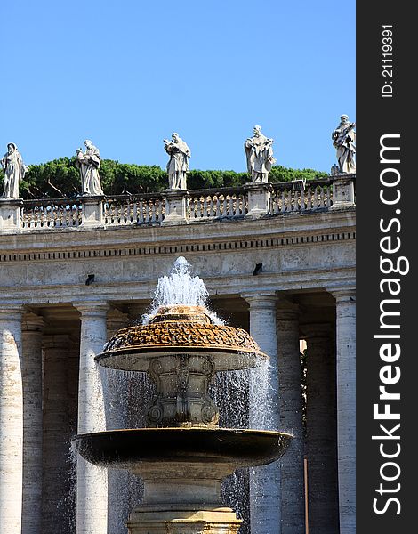 Fountain at St. Peter's Square, Vatican, Italy. Fountain at St. Peter's Square, Vatican, Italy