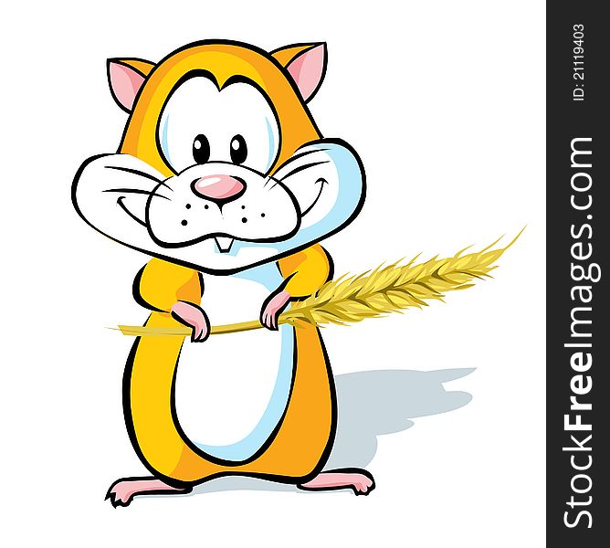 Hamster hold wheat ear illustration