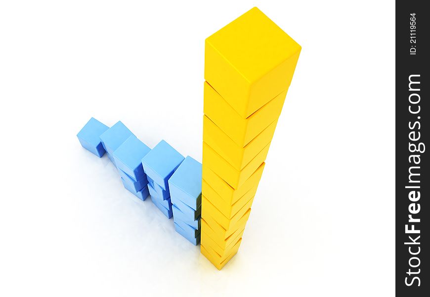 3d Business Box Graph on a white background