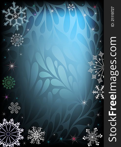 Dark vector christmas frame with stars and snowflakes. Dark vector christmas frame with stars and snowflakes