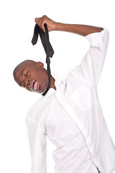 Man Pulling His Own Tie And Hanged Himself Stock Photos