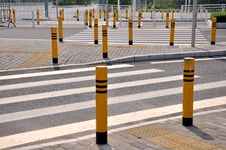 Traffic Sign And Facilities At Road Crossing Royalty Free Stock Images Traffic Sign And Facilities At Road Crossing Royalty Free Stock Images