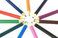 Coloured Pencils In A Circle Royalty Free Stock Images Coloured Pencils In A Circle Royalty Free Stock Images