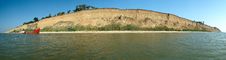 Panorama Of A Beach And The Wrecked Ship Stock Photography Panorama Of A Beach And The Wrecked Ship Stock Photography
