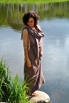Woman Near The Lake Royalty Free Stock Photography Woman Near The Lake Royalty Free Stock Photography