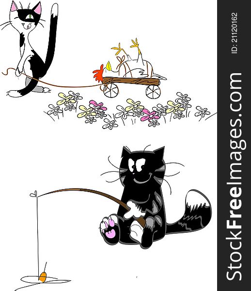 Illustrated set of a funny black cat's/ ai/eps. Illustrated set of a funny black cat's/ ai/eps