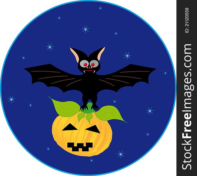 Halloween pumpkins and bats - Vector Illustration. Halloween pumpkins and bats - Vector Illustration