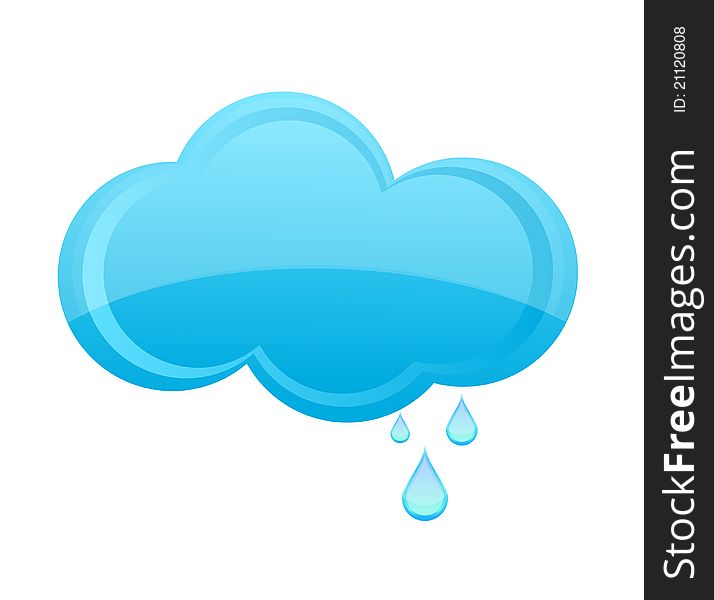 Glass weather rain cloud sign blue color. Glass weather rain cloud sign blue color