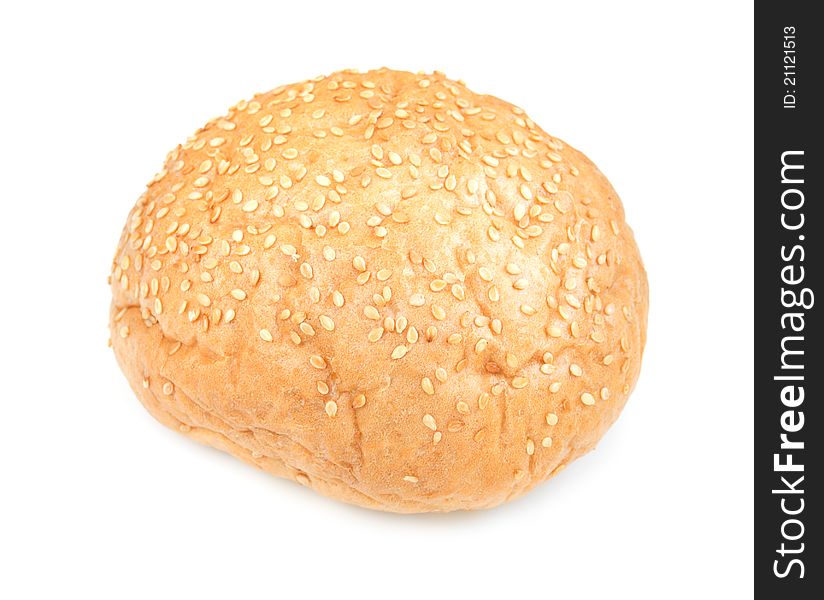 Bun with sesame on the white background