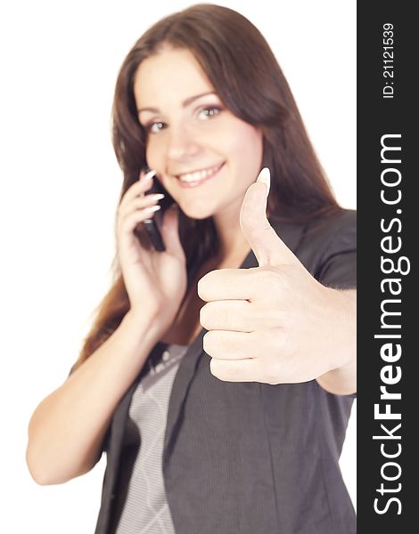 Beautiful businesswoman girl talking on the phone. Beautiful businesswoman girl talking on the phone