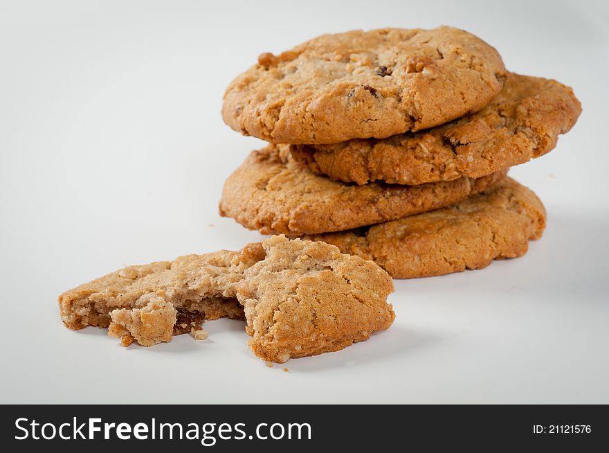 Chocolate chip Cookies on a white background