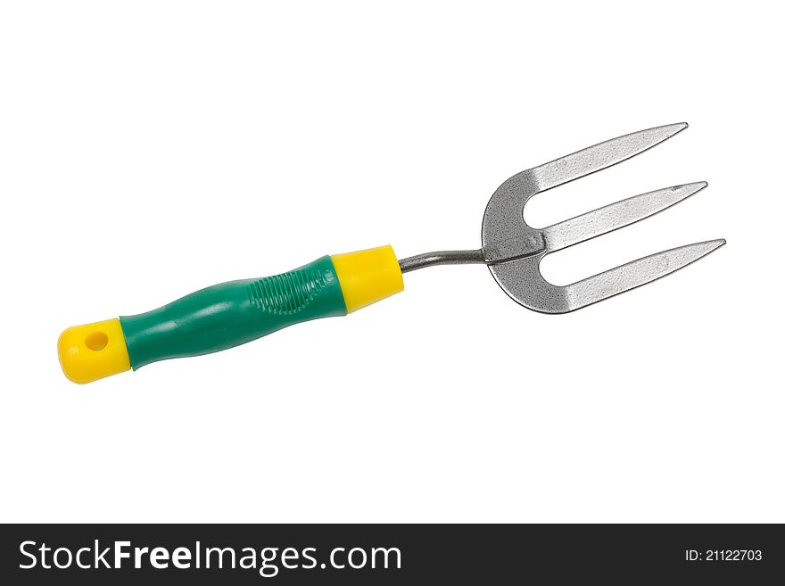 Gardening tool - fork, isolated on white background
