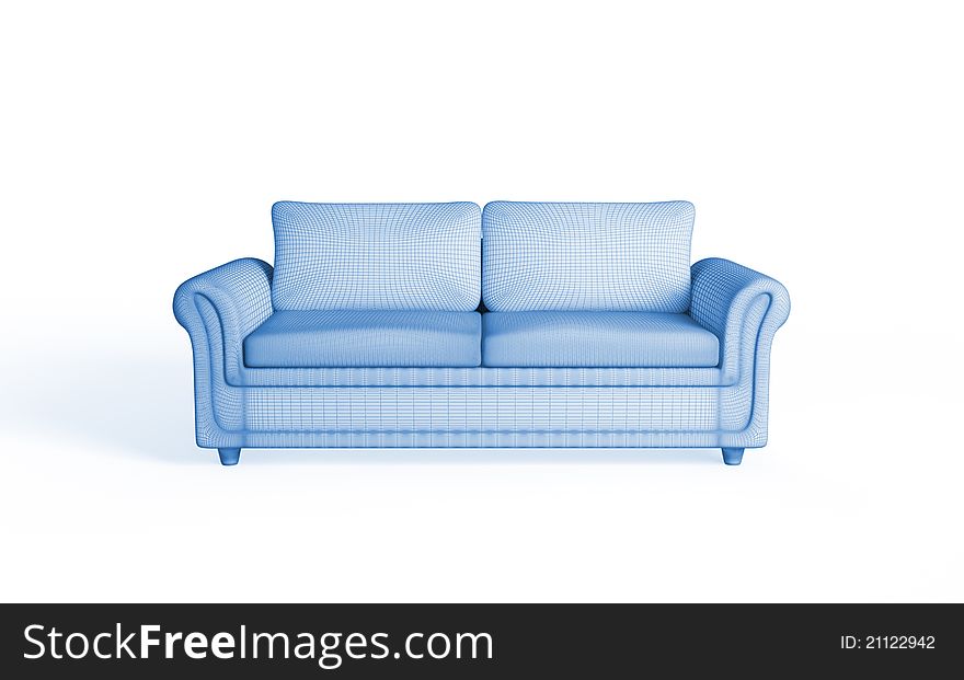 3d rendering of a modern sofa. Isolated on white background