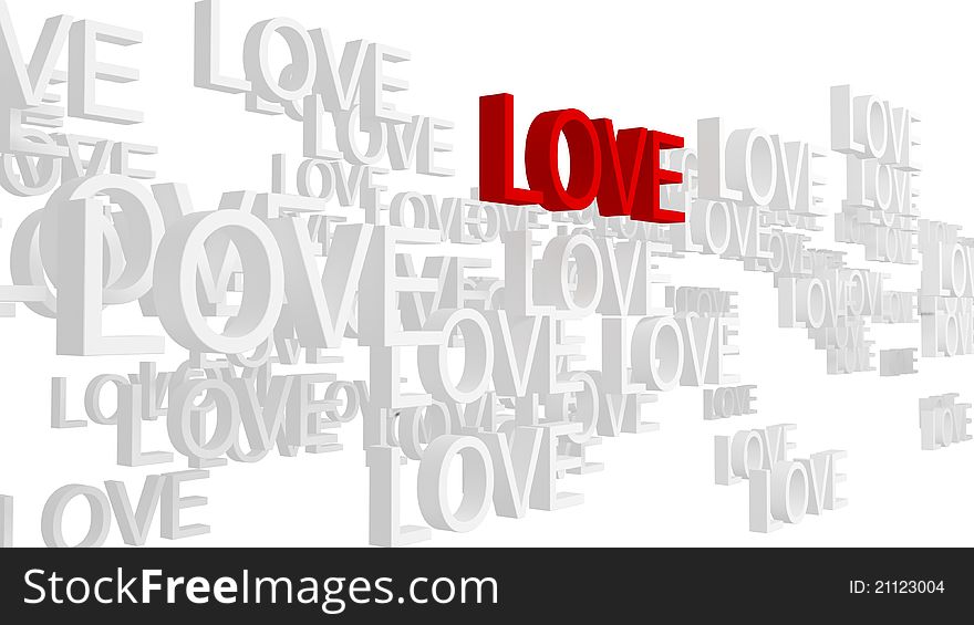True love concept. Isolated on white background. 3d rendered.