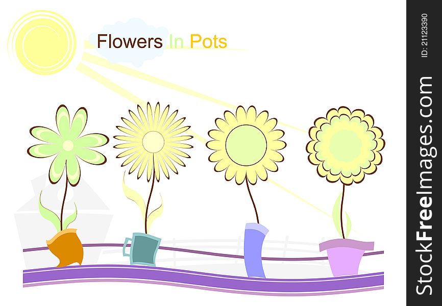 Illustration of four colors in a pot. Illustration of four colors in a pot